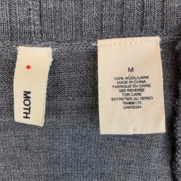 Anthropologie MOTH Wool Short Sleeve Gray Cardigan - Picture 3 of 8